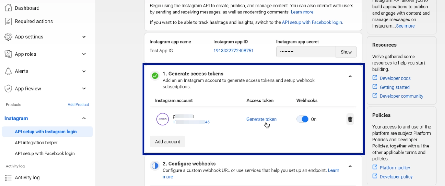 Step 1: Go to Token Generator in Your App Dashboard